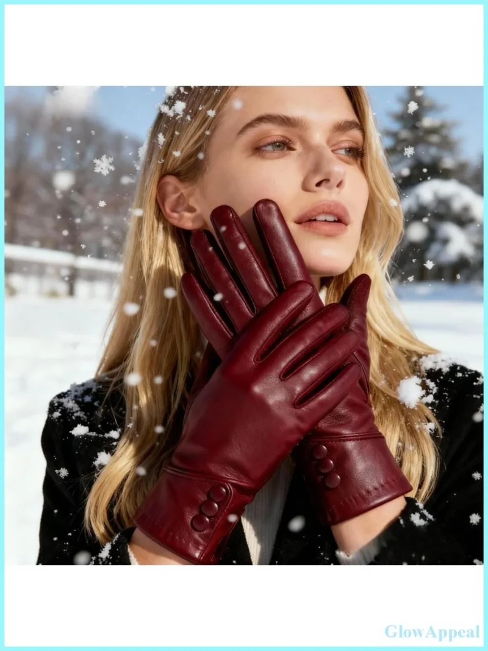 Women's Winter Touch Screen Gloves, Faux Leather with Wool Lining, Windproof